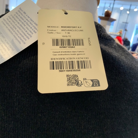 Saint James Rochefort Stripe Sweater 10, merino, classic, nautical, grey, - Picture 5 of 7